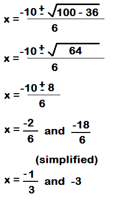 quadratic formula example